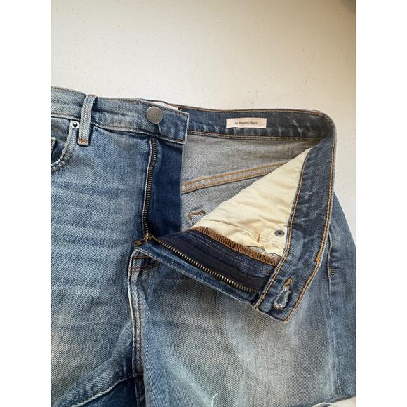 Frame Le Brigette Shorts Womens 27 Blue Denim Mid Rise Distressed Raw Hem USA - Picture 4 of 15